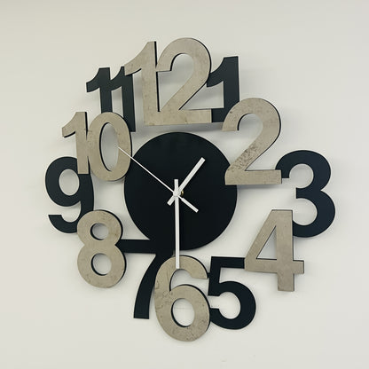 1pc Modern Metal Wall Clock with Asymmetrical Digital Silhouette Design..