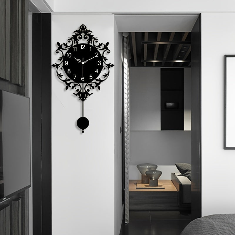 Elegant Silent Wall Clock with Carved Hollow Design - Perfect for Home