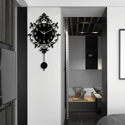 Elegant Silent Wall Clock with Carved Hollow Design - Perfect for Home