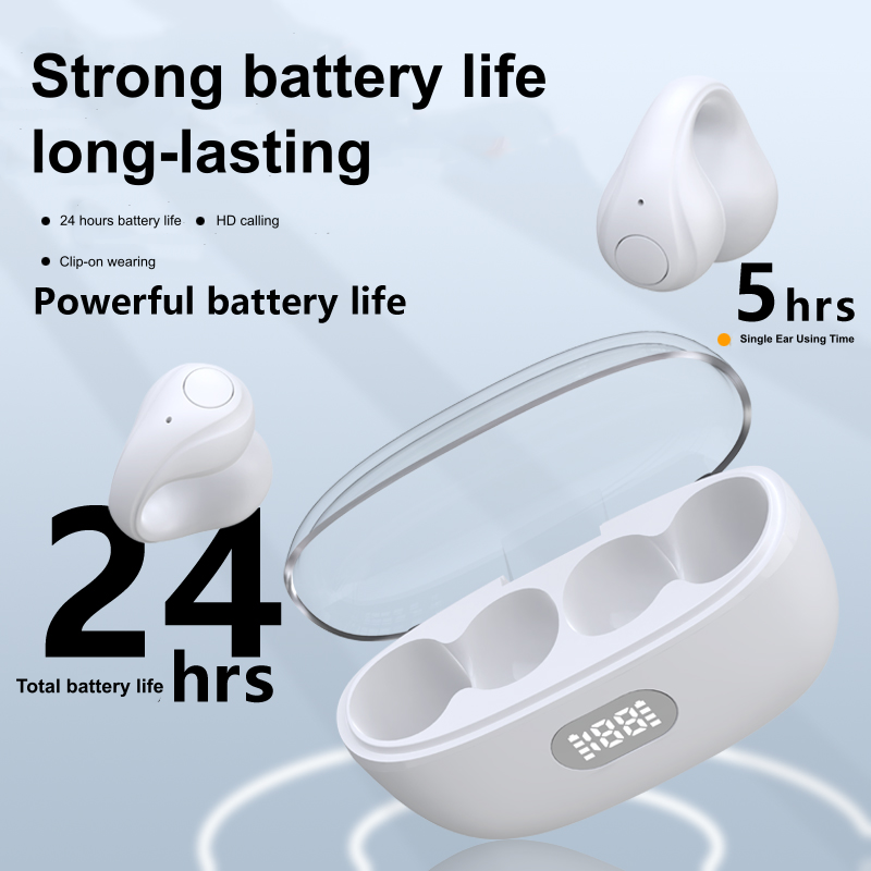 Clip-On Wireless Earbuds with  LED Display