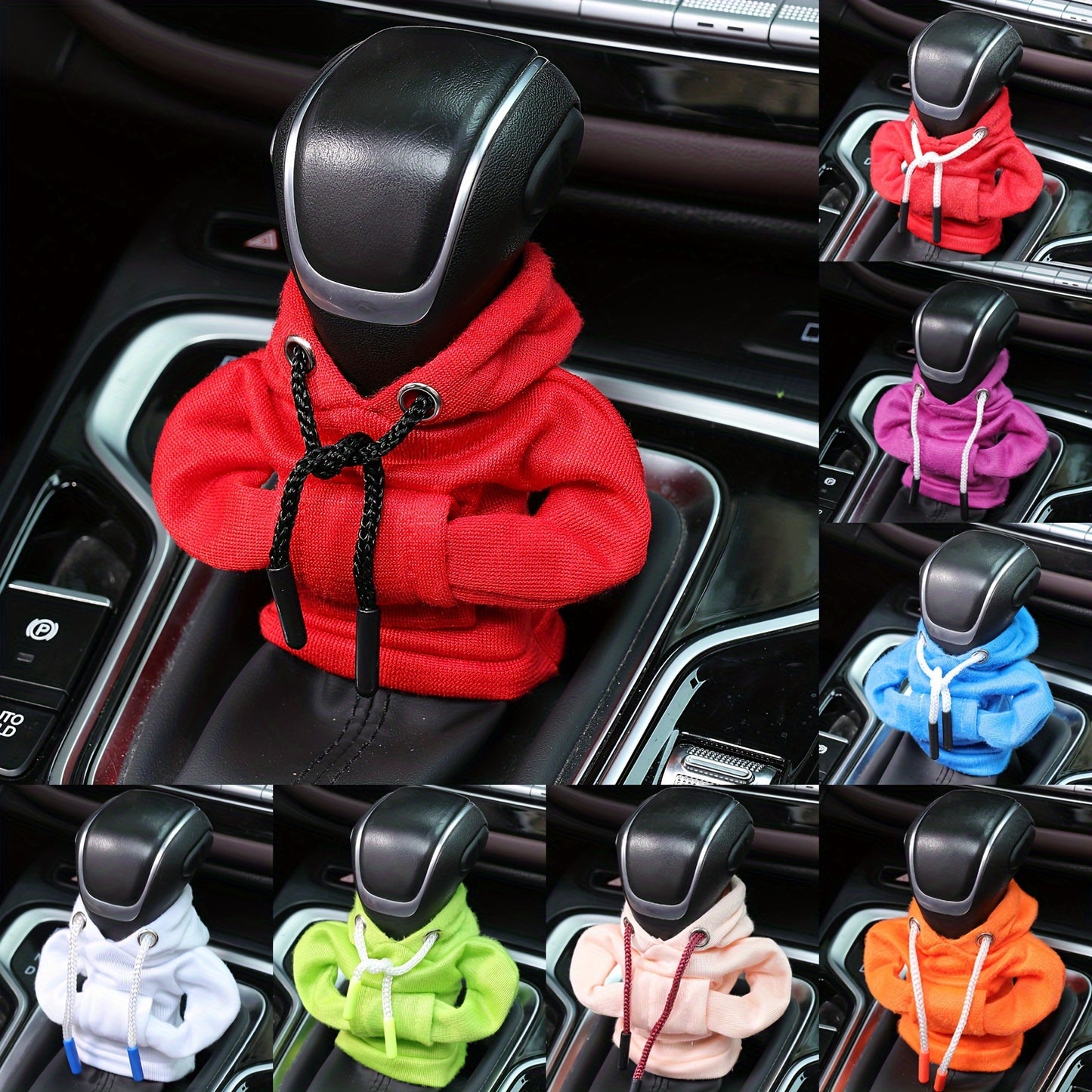 Large Size Universal Car Gear Shift Cover Hoodie, Fashionable Mini Hooded Sweatshirt For Auto Gear Stick Shifter Knob, Interior Accessories Decor