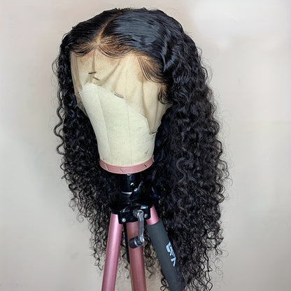 150% Density 13x4 Lace Front Human Hair Wig Water Wave Wig 13x4 Lace Front Wig Brazilian Remy Human Hair Wigs With Baby Hair Natural Black For Women