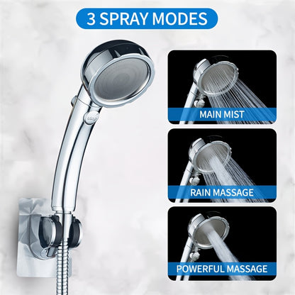 Shower Head, High Pressure Rainfall Shower Head/Handheld Shower Combo with 11 Inch Extension Arm, 9 Settings Adjustable counter-leak Shower Head with Holder/Hose, Height/Angle Adjustable