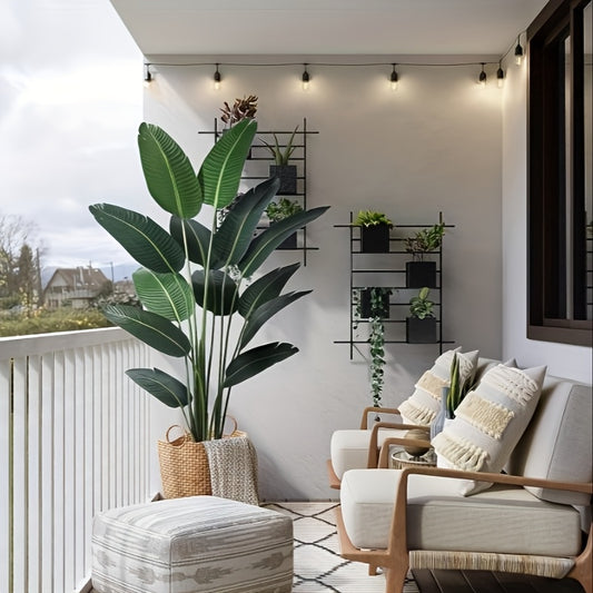 6ft Tall Artificial Bird Of Paradise Home Decor, 6ft Tall Artificial Floor Plant Fake Silk Banana Leaf Tropical Tree, Pot for Indoor Outdoor Living Room (6ft Tall)