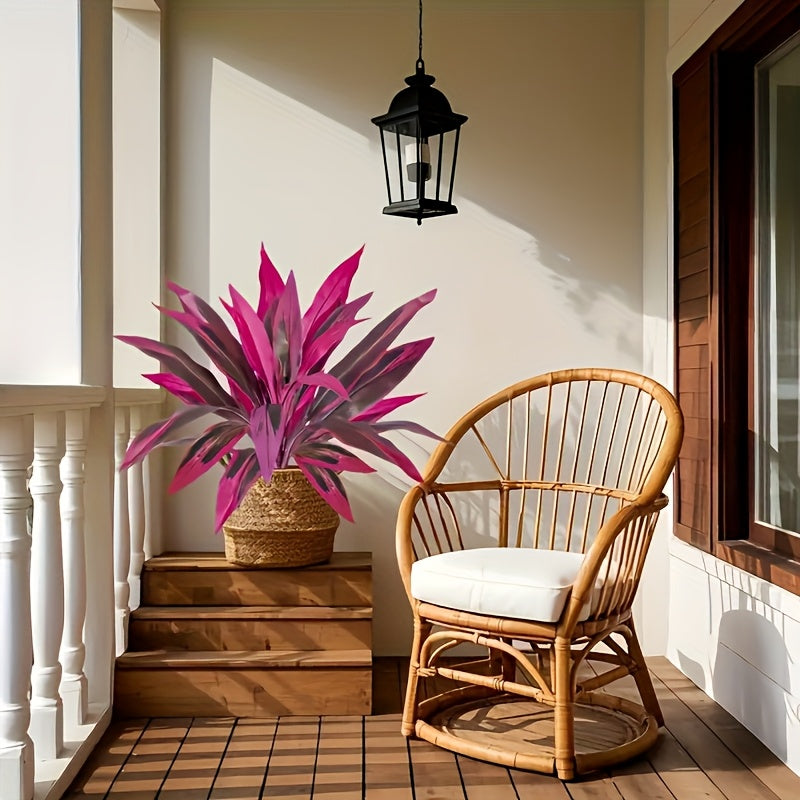 2 Large Artificial Green Plants With 17 Extra Large Leaves, Suitable For Indoor Home Decoration With Simulated Banana Flowers. Indoor And Outdoor Potted Plants, Perfect For Weddings, Hotels, Gardens, And Courtyards