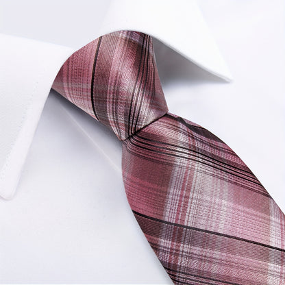DiBanGu Classic Plaid Tie Set For Mens