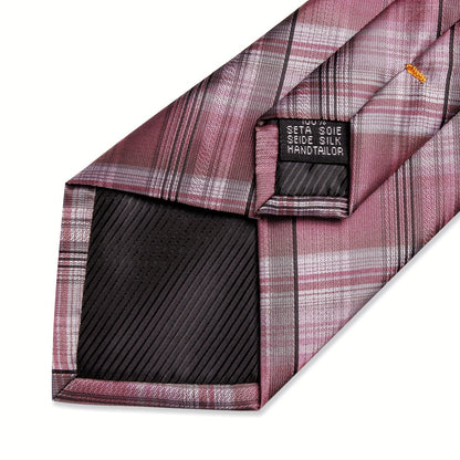 DiBanGu Classic Plaid Tie Set For Mens