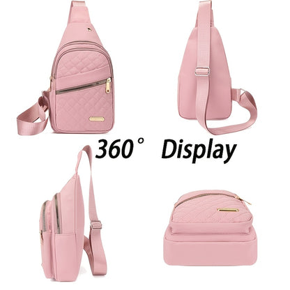 Quilted Casual Chest Bag, Lightweight Foldable Sling Bag, Portable Trendy Versatile Shoulder Bag