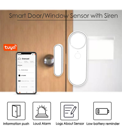 Smart Life Tuya Wifi Window Detector Door Open Close Sensor Security Contact Wifi Smart Door Sensor