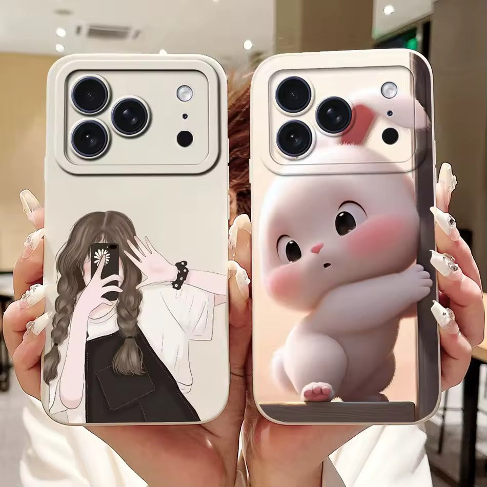 Cute Rabbit Cat Cartoon  For iPhone 17Pro Max Shockproof Soft Silicone Cases  -AX
