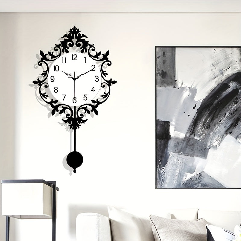 Elegant Silent Wall Clock with Carved Hollow Design - Perfect for Home