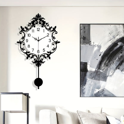Elegant Silent Wall Clock with Carved Hollow Design - Perfect for Home