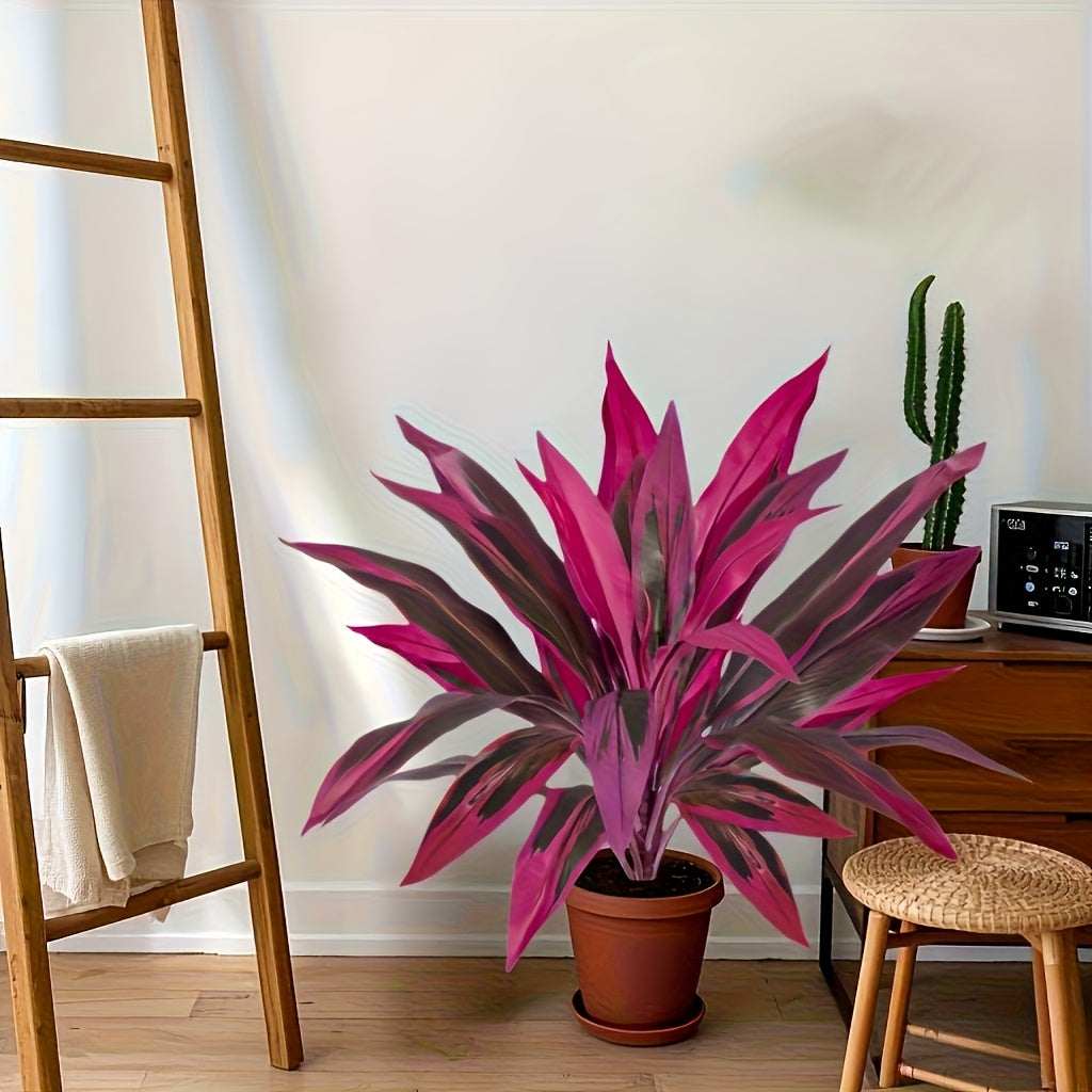 2 Large Artificial Green Plants With 17 Extra Large Leaves, Suitable For Indoor Home Decoration With Simulated Banana Flowers. Indoor And Outdoor Potted Plants, Perfect For Weddings, Hotels, Gardens, And Courtyards