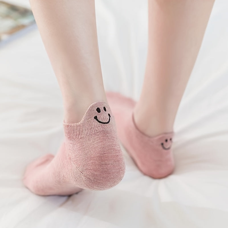 10 Pairs Embroidered Ankle Socks, Simple & Comfy Low Cut Socks, Women's Stockings & Hosiery