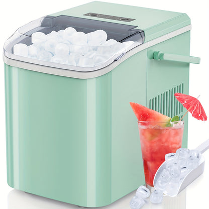 Countertop Ice Maker, Nugget Portable Ice Machine, 9 Bullet Ice Cubes in 6 Mins, 26.5lbs in 24Hrs Self-Cleaning with Handle, Basket, Scoop - For Home, Kitchen, Parties, Camping & RV - Perfect for Entertaining & Outdoor Activities