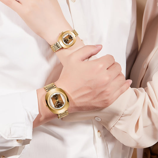 2pcs Business Versatile Stainless Steel Strap Quartz Watches For Couples