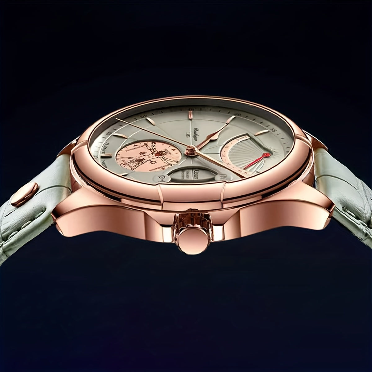 Men's SilverMelody Waterproof Calendar Faux Leather Business Watch Gift