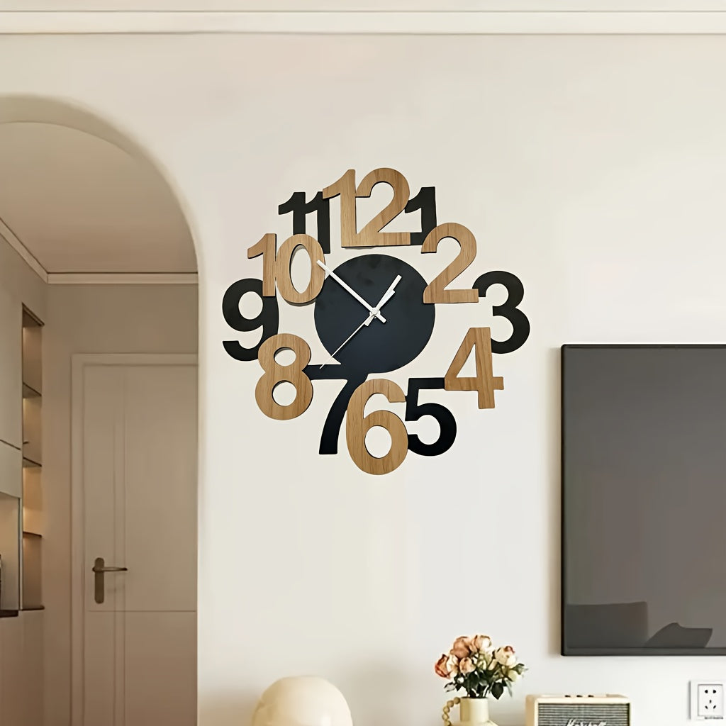 1pc Modern Metal Wall Clock with Asymmetrical Digital Silhouette Design..