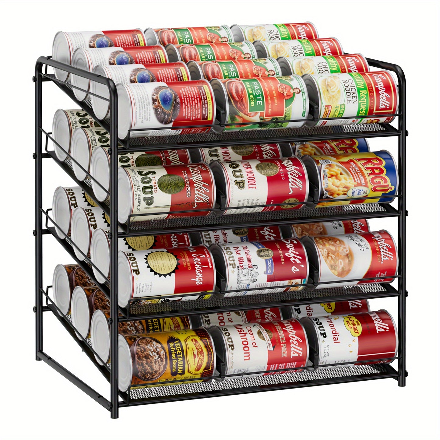 Can Holder For Pantry And Kitchen Cabinets - Large Capacity Metal Wire Canned Organizer For Food - - Can Rack With Adjustable Dividers Holds Up To 84 Cans For Countertop, Ideal Kitchen Organizer - Avilable In 3/4/7 Tier Buy Two Get More Discounts