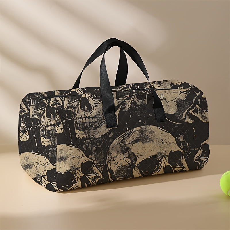 Large Capacity Skull Print Travel Duffle Bag - Lightweight Overnight Carry-On for Gym & Yoga, Versatile Mixed Colors Tote