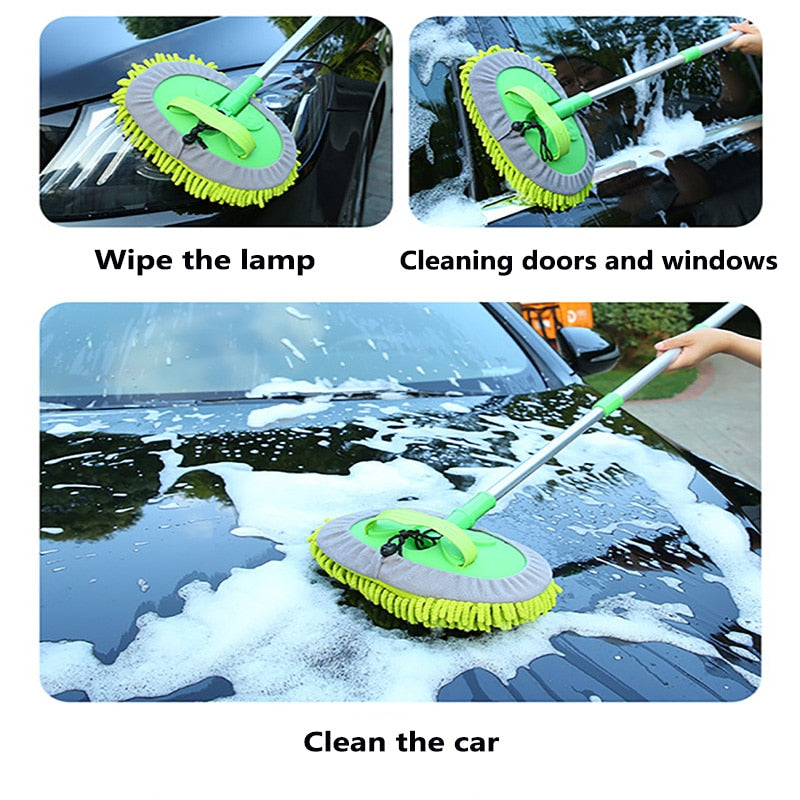 Three section telescopic car washing mop