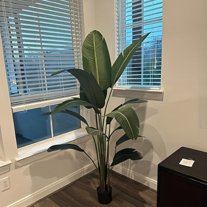 6ft Tall Artificial Bird Of Paradise Home Decor, 6ft Tall Artificial Floor Plant Fake Silk Banana Leaf Tropical Tree, Pot for Indoor Outdoor Living Room (6ft Tall)