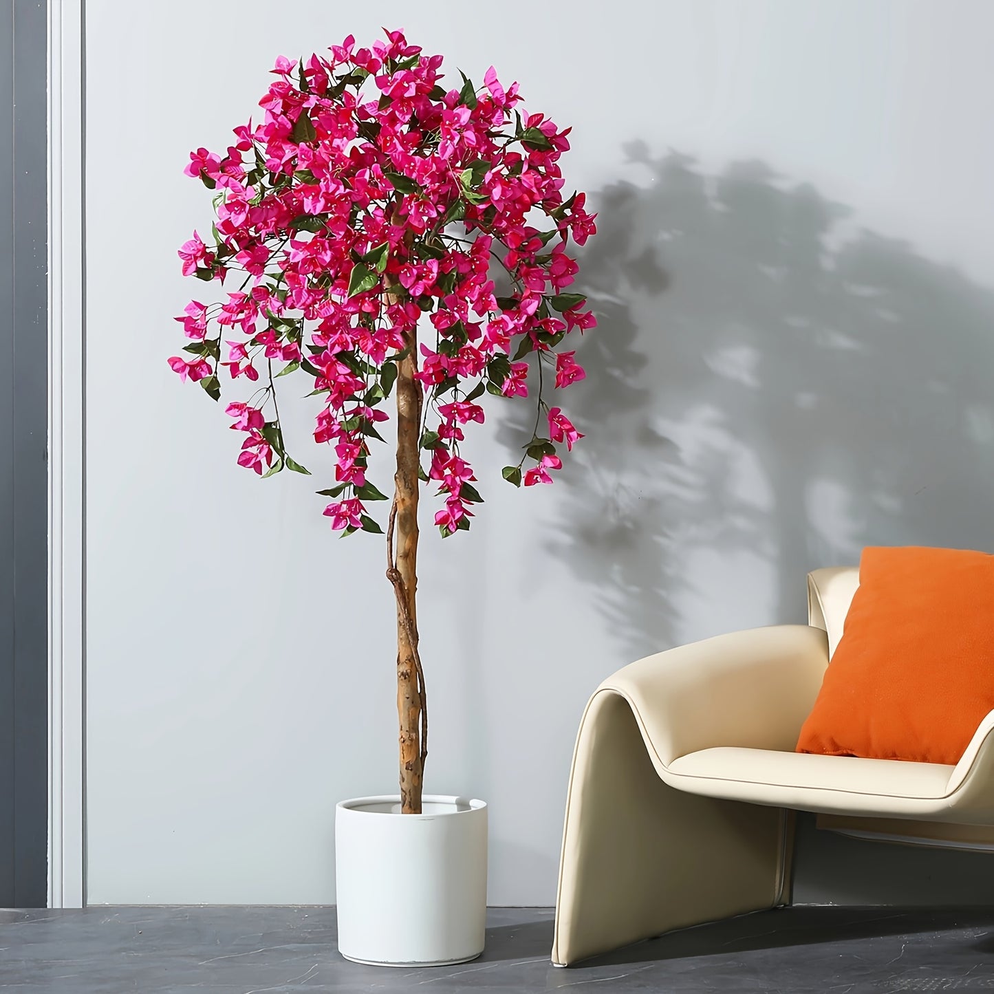 Artificial Bougainvillea Flowers Tree - 4FT/5FT Faux Potted Plants With Wood Trunk And Pink Flowers - For Housewarming Decor - Perfect Gift for Home & Garden Lovers