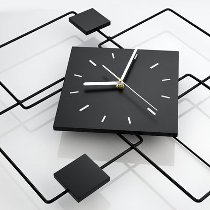 Modern Black Metal Geometric Wall Clock