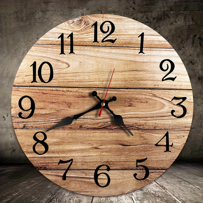 Silent Wooden Wall Clock - Round, Battery-Powered..