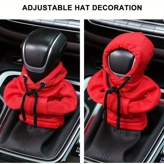 Large Size Universal Car Gear Shift Cover Hoodie, Fashionable Mini Hooded Sweatshirt For Auto Gear Stick Shifter Knob, Interior Accessories Decor