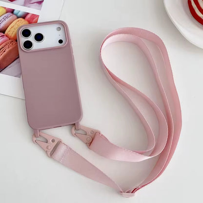 Crossbody Necklace Strap Lanyard Matte Silicone For iPhone 17 Pro Max Shockproof Cover -AX