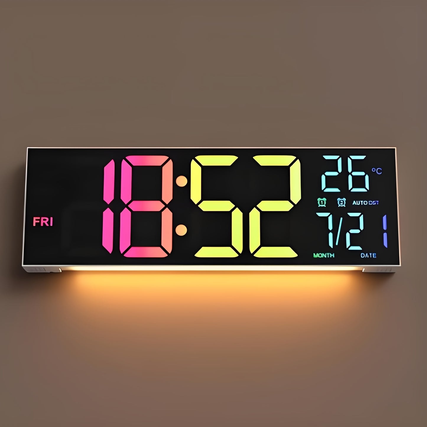 1pc Digital Wall Clock - 16-Inch LED Display, Remote Control, Dual Alarm.
