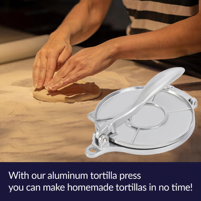 Durable Aluminum Tortilla Press - Large 8 Diameter for Perfect Tortillas