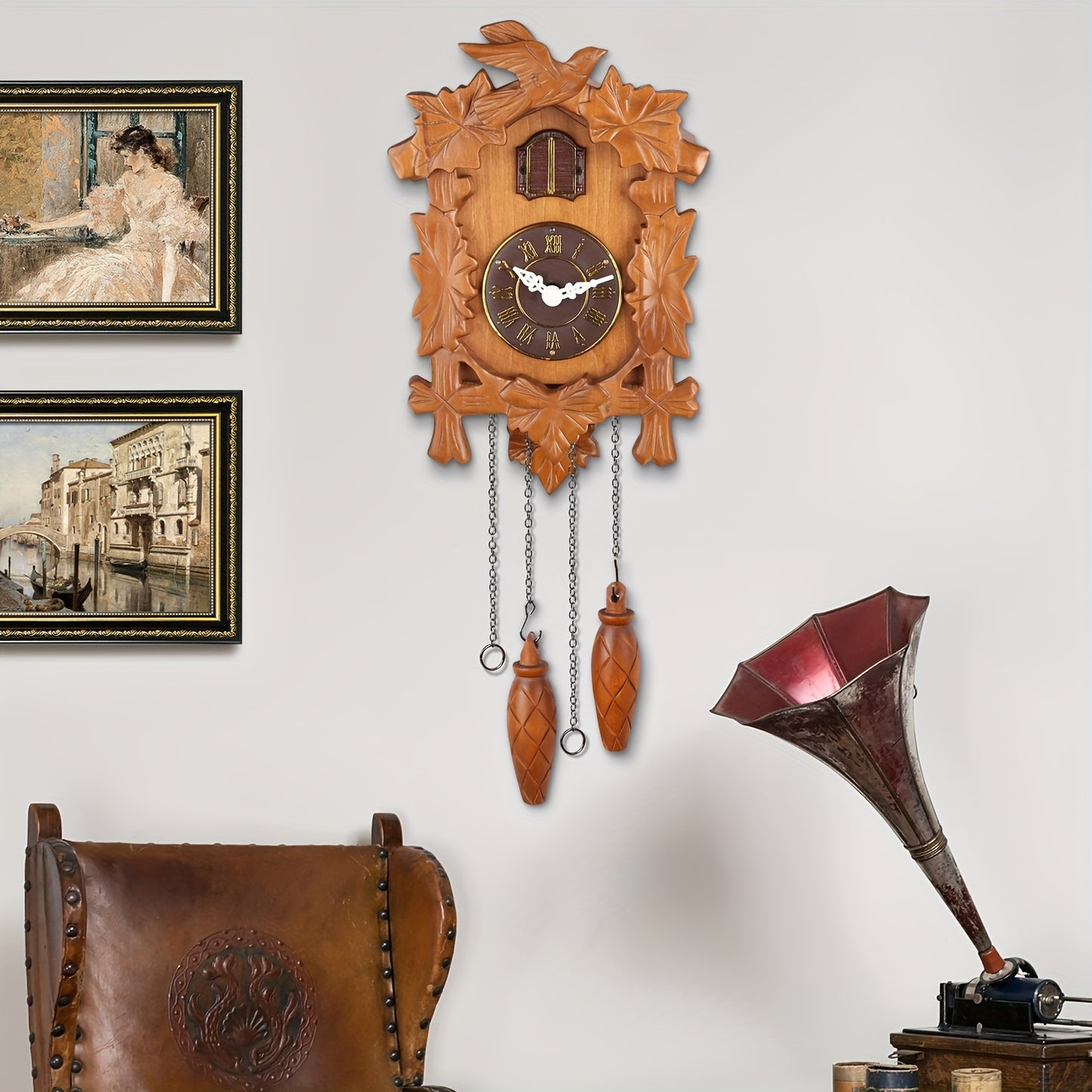 1pc Handcrafted Wooden Cuckoo Clock, MX025, with Auto-Shut-Off Chime...