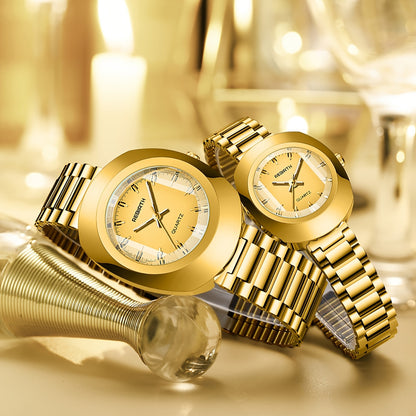 2pcs Business Versatile Stainless Steel Strap Quartz Watches For Couples