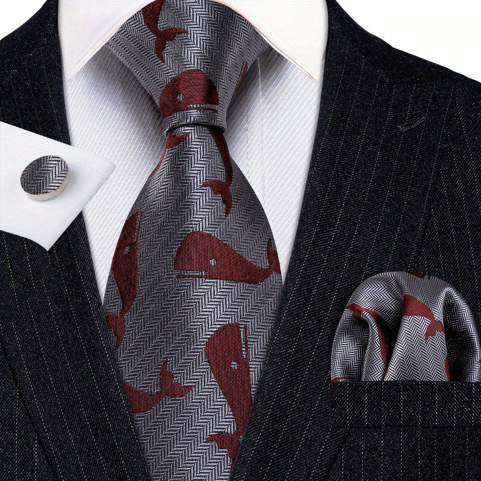 4pcs/set Men's Tie, Handkerchief And Cufflinks..
