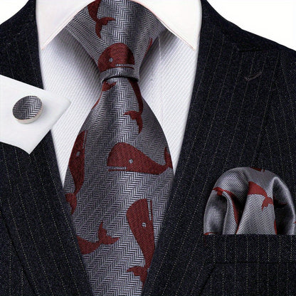 4pcs/set Men's Tie, Handkerchief And Cufflinks..