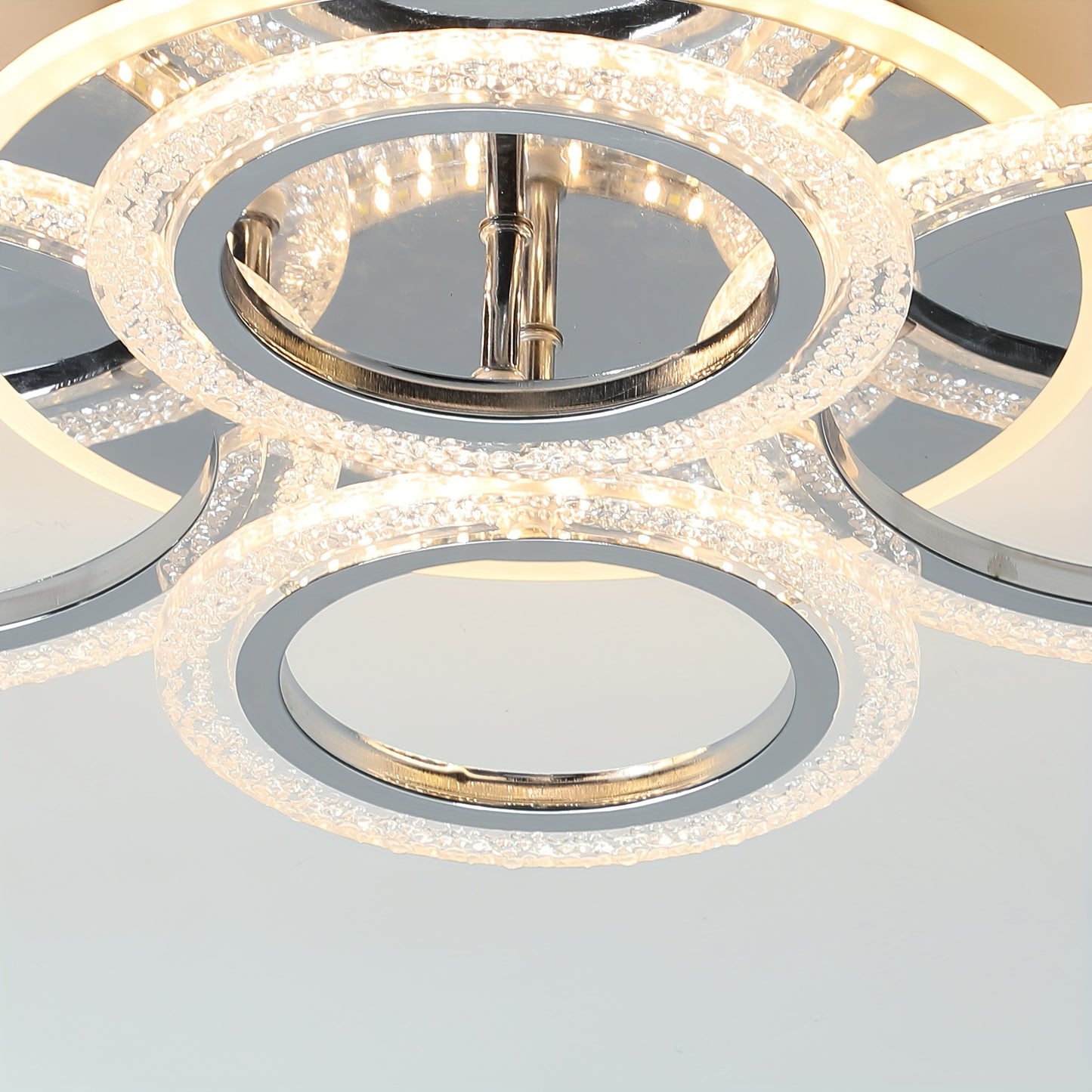 Local - Fastest delivery: 2 daysLED Ceiling Lamp Modern Close to Ceiling Light Dimmable 6 Rings Ceiling Chandelier for Living Room Bedroom, Chrome