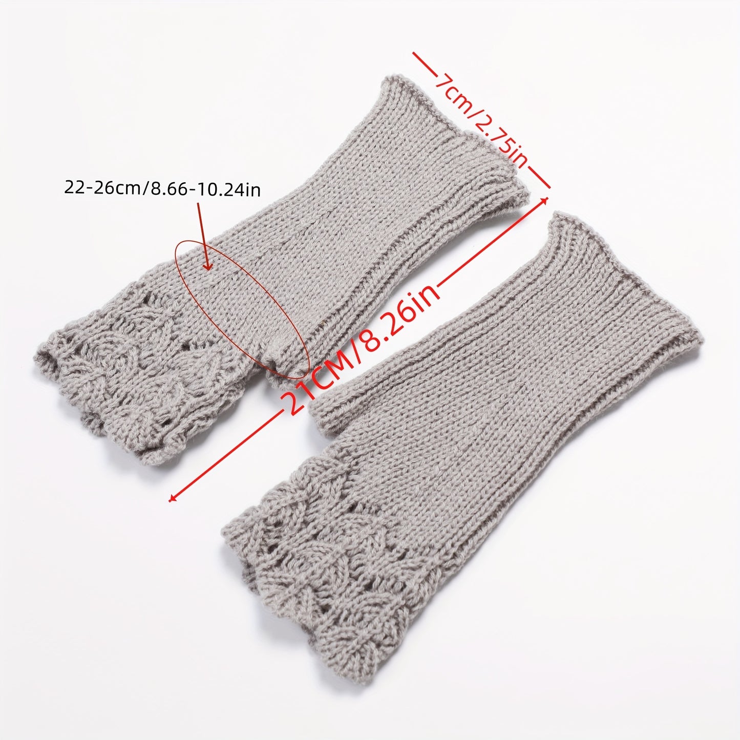 1 Pair Preppy Style Women'S Fingerless Gloves - Acrylic Knit Fish Scale Pattern, Elastic Warm Arm Warmers for Casual Weekend, Decorative Half Finger Outdoor Gloves, 100% Acrylic, Solid Color