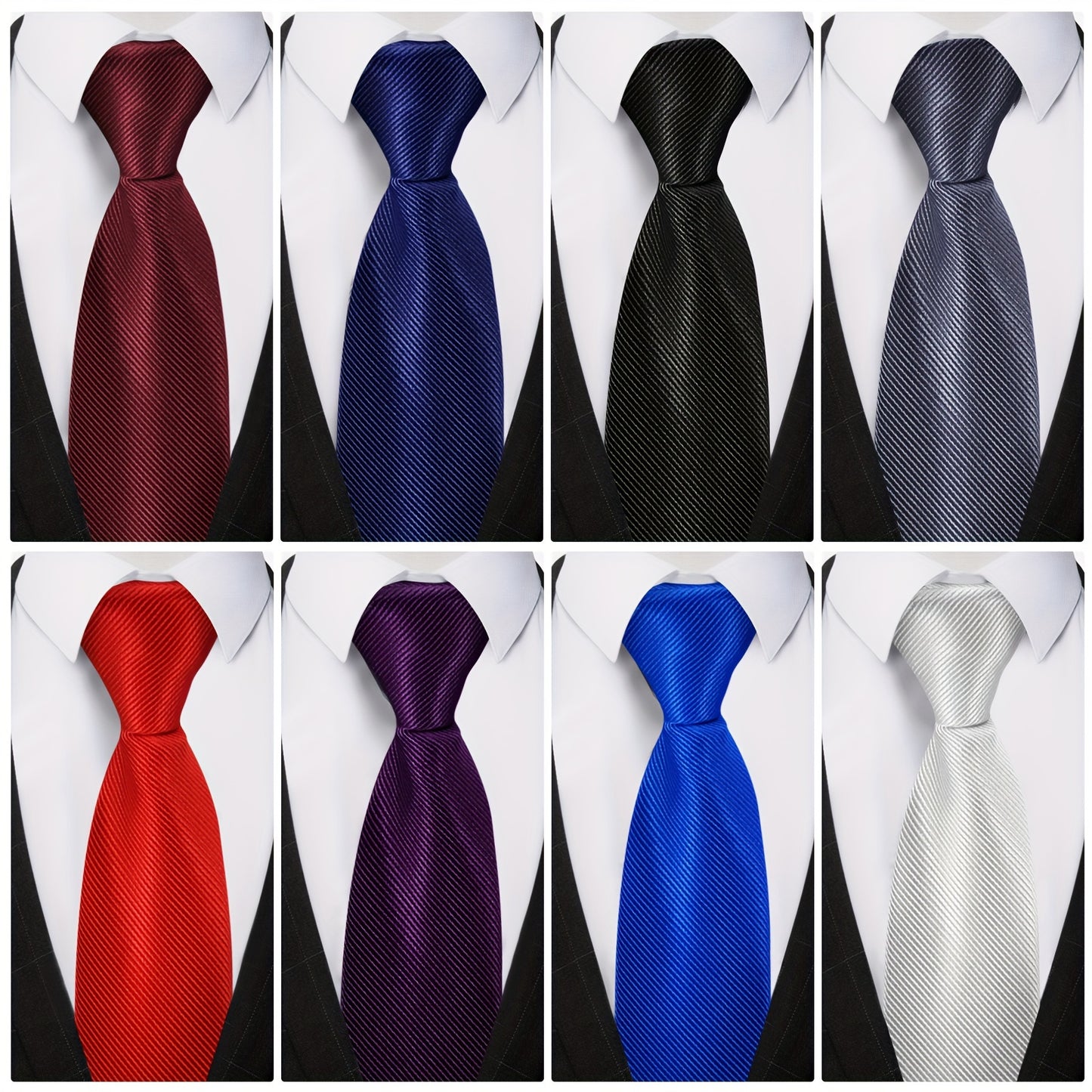 8Pcs/set Men's Slim Pre-Tied Zipper Tie Neck Adjustable Strap Wedding Groom Tie