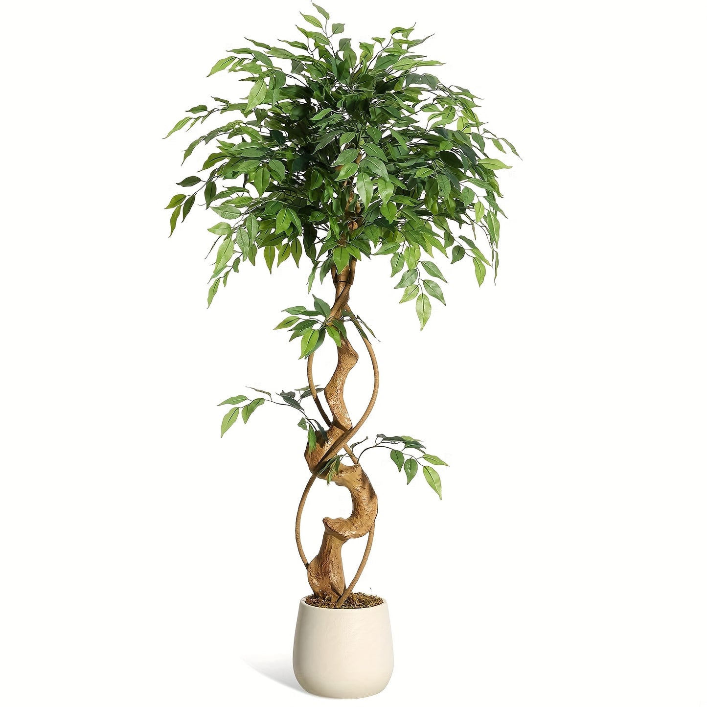 Ficus Tree Artificial, 4FT Artificial Plants Indoor In Sturdy White Pot, Indoor Faux Tree For Home Office Decor