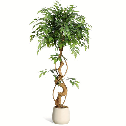 Ficus Tree Artificial, 4FT Artificial Plants Indoor In Sturdy White Pot, Indoor Faux Tree For Home Office Decor