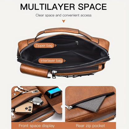 [WEIXIER] Men's PU Material Crossbody Bag - Portable, Business & Casual Style - For Men - Perfect Gift for Father's Day & Anniversaries