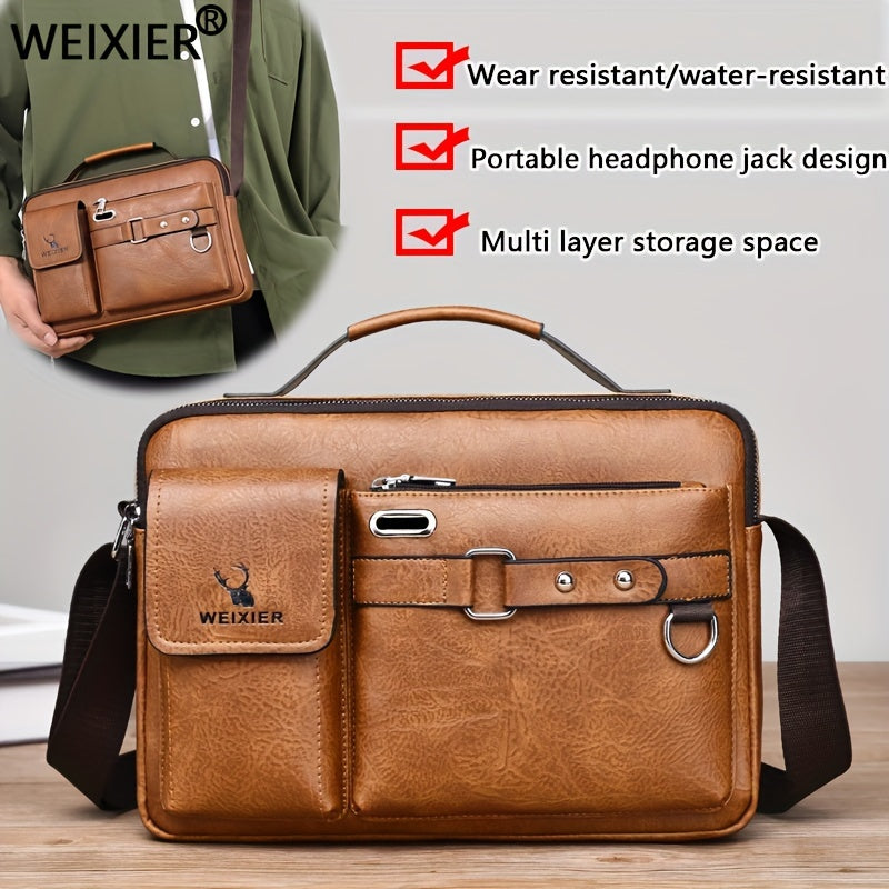 [WEIXIER] Men's PU Material Crossbody Bag - Portable, Business & Casual Style - For Men - Perfect Gift for Father's Day & Anniversaries