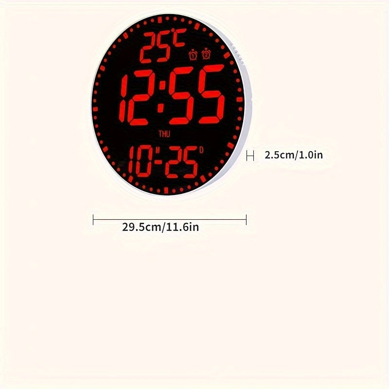 1PC Colorful Electronic Clock, Circular LED Mirror Clock,