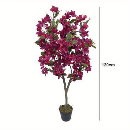 3.94ft Lifelike Artificial Bougainvillea Tree with Real Touch Leaves - Vibrant Pink Flowers, Ideal for Home Decor and Photography Studio Atmosphere, Artificial Floral Tree for Home Decor