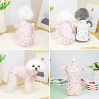 Dog Shirt Pet T-shirt Round Neck Lovely Printed Outfit Summer Puppy Two-legged Clothes Dog Clothing