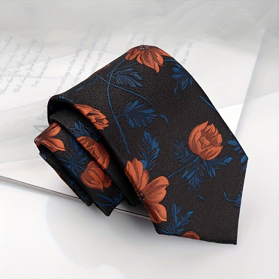 Elegant Dark Coffee Floral Tie For Men