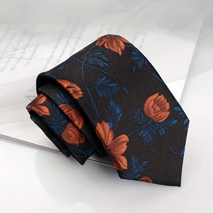 Elegant Dark Coffee Floral Tie For Men