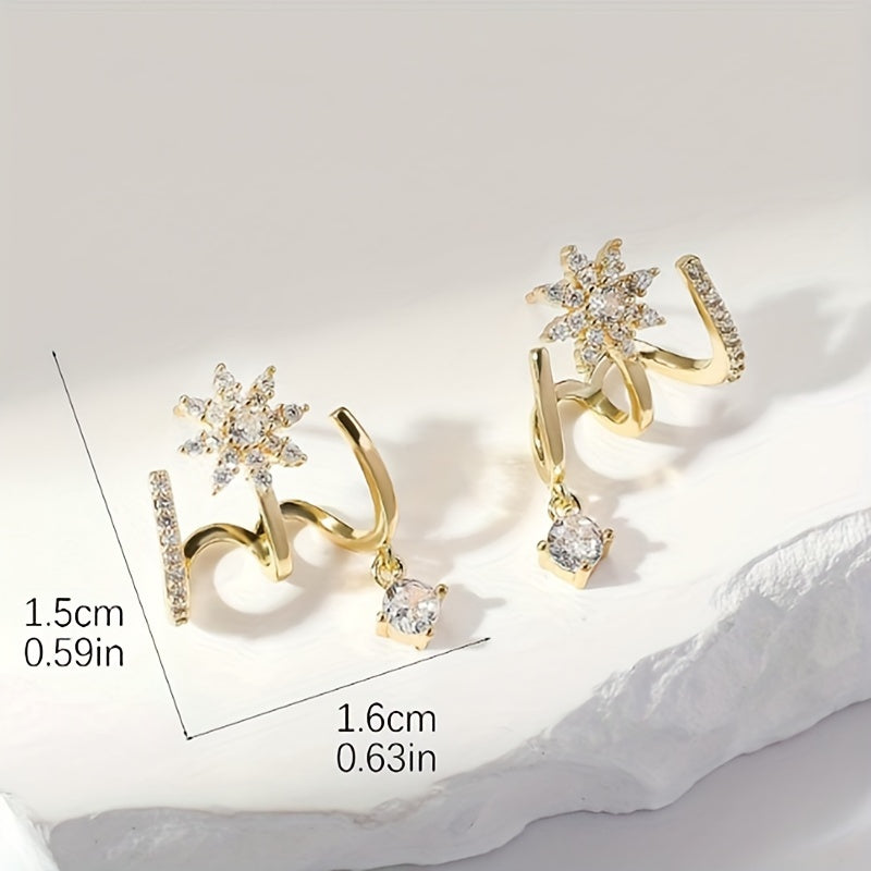 Bling Bling Geometric CZ Earrings - Sparkling, Trendy Design - Cubic Zirconia - For Women - Perfect for Parties & Special Occasions - Ideal Gift for Her